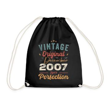 Vintage Geburtstag - Dezember 2007 - Geschenkidee - Turnbeutel - Schwarz - Vorne
