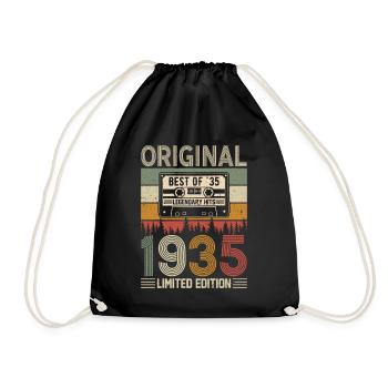 Jahrgang 1935 Geburtstag - Turnbeutel - Schwarz - Vorne