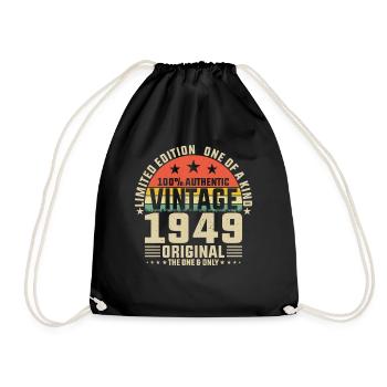 75th Birthday Vintage 1949 - Drawstring Bag - black - Front