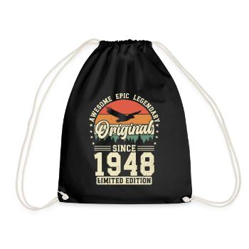Birthday Joy 1948 - Drawstring Bag - black - Front