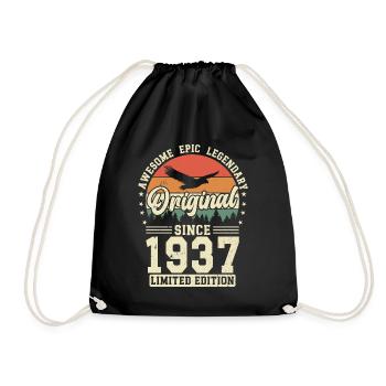 Vintage 1937 Geburtstag - Turnbeutel - Schwarz - Vorne