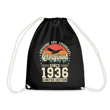 Vintage Birthday Joy 1936 - Drawstring Bag - black - Front