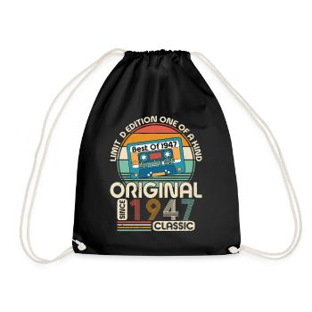 Millésime 1947 - 77e anniversaire Style rétro - Sac de sport léger - noir - Devant