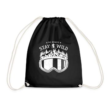 Ski - Skifahren - Skibrille - Be Brave Stay Wild - Turnbeutel - Schwarz - Vorne
