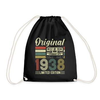 Legendary Vintage 1938 Birthday Shirt - Drawstring Bag - black - Front