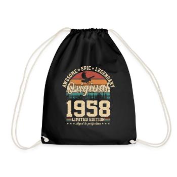 Vintage birthday joy 1958 - Drawstring Bag - black - Front