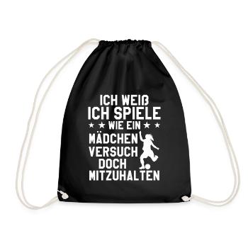 Fußball Sport Mädchen Geschenk - Turnbeutel - Schwarz - Vorne