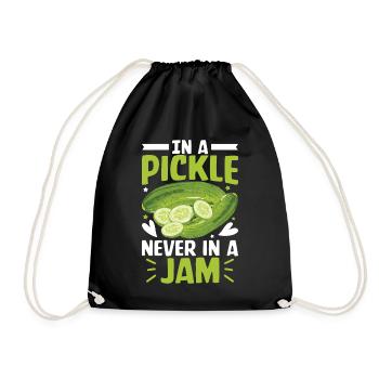In a pickle never in a Jam- Gurken Tshirt - Turnbeutel - Schwarz - Vorne