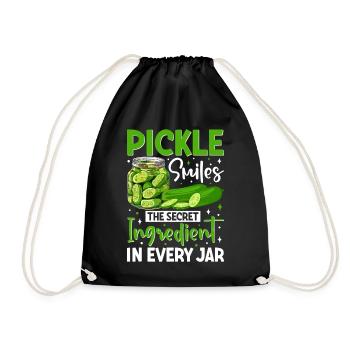Pickle smiles- Gurken Geschenk - Turnbeutel - Schwarz - Vorne