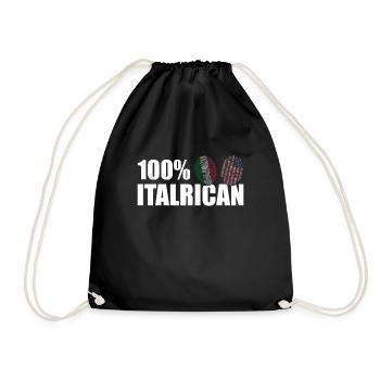 100% Italrican DNA Fingerprint Italy America - Drawstring Bag - black - Front