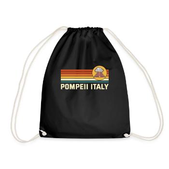 Pompeii Italy Vintage Volcanic Eruption Geography - Drawstring Bag - black - Front