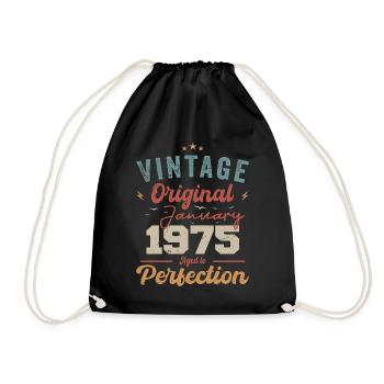 January 1975 Legend for 49 years - Drawstring Bag - black - Front