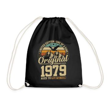 Vintage 1979 Geburtstag - Original und Einzigartig - Turnbeutel - Schwarz - Vorne