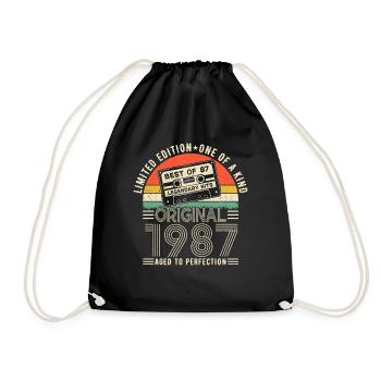 1987 Geburtstagsgeschenk 1987 Jahrgang 1987 Geschenk - Turnbeutel - Schwarz - Vorne