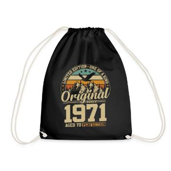 Vintage Birthday Joy 1971 - Drawstring Bag - black - Front