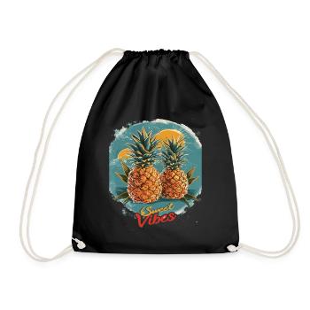 Ananas-Sonnenbrille Obst Retro-Stil für - Turnbeutel - Schwarz - Vorne