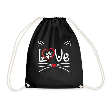 Valentine Cat Love - Drawstring Bag - black - Front