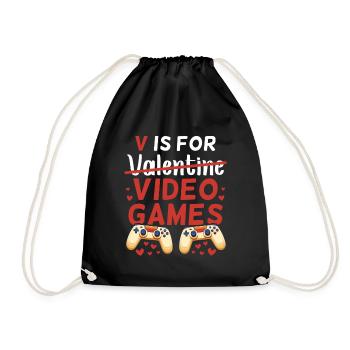 Video Games Valentine's Day Valentine Video Games - Drawstring Bag - black - Front