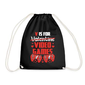 V Is For Valentine Video Games Zocker Beziehung - Turnbeutel - Schwarz - Vorne