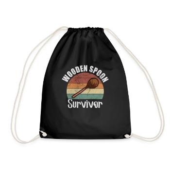 Retro Wooden Spoon Survivor Wooden Spoon Training - Drawstring Bag - black - Front