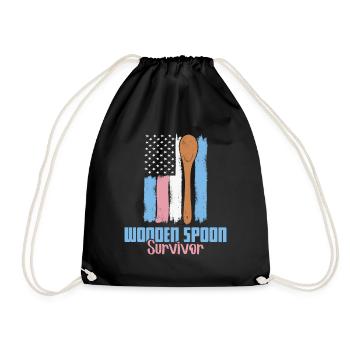 Wooden Spoon Survivor USA Flag Wooden Spoon - Drawstring Bag - black - Front