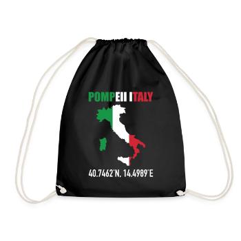 Pompeii Italy Italian Map Flag Geography - Drawstring Bag - black - Front