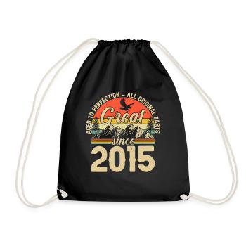 Vintage 2015 Birthday Joy - Drawstring Bag - black - Front