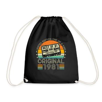 Anniversaire Vintage 1981 - idée cadeau intemporel - Sac de sport léger - noir - Devant