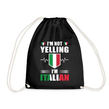 Yelling Italian Heartbeat Italian Flag - Drawstring Bag - black - Front