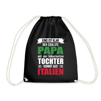 Dad Prettiest Daughter Italy Gift - Drawstring Bag - black - Front