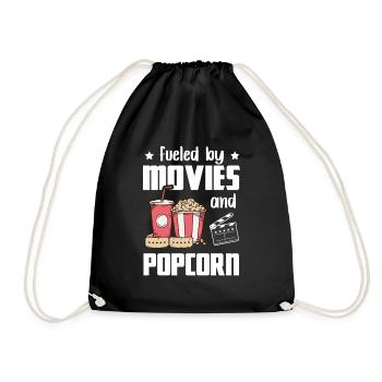 Alimenté par des films et un cadeau de soirée cinéma pop-corn - Sac de sport léger - noir - Devant