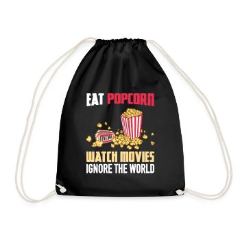 Manger du pop-corn Regarder des films Ignorer le monde - Sac de sport léger - noir - Devant