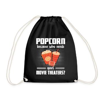 Popcorn Quiet Movie Theaters Movie Night cadeau - Sac de sport léger - noir - Devant
