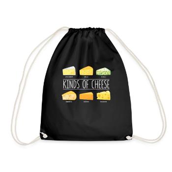 Kinds Of Cheese Dairy Cheese Lover Cheese Snack - Drawstring Bag - black - Front