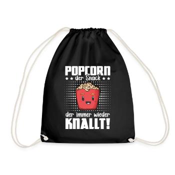 Popcorn Snack Knalt - Popcorn Machine Cinema Night - Drawstring Bag - black - Front