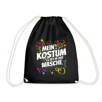 Mein Kostüm ist in der Wäsche - Karneval - Spruch - Turnbeutel - Schwarz - Vorne