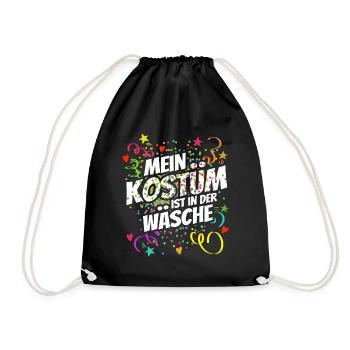 Mein Kostüm ist in der Wäsche - Karneval - Spruch - Turnbeutel - Schwarz - Vorne