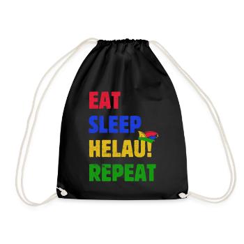 Eat Sleep Helau Repeat - Karneval Spruch - Turnbeutel - Schwarz - Vorne