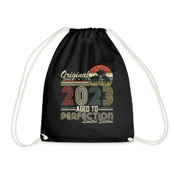 Eleganter Vintage: 2023 Retro Geschenk 2023 - Turnbeutel - Schwarz - Vorne