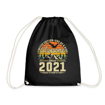 Design d’anniversaire rétro créatif 2021 - Sac de sport léger - noir - Devant