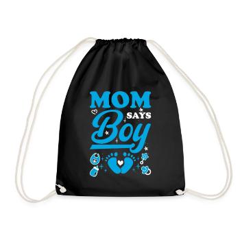Mom Says Boy Babyparty Gender Reveal Geschenk - Turnbeutel - Schwarz - Vorne