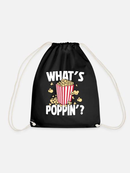 What's Poppin Kinoabend Filmeabend Popcorn - Turnbeutel - Schwarz