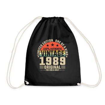 1989 Geburtstagsgeschenk 1989 Jahrgang 1989 Geschenk - Turnbeutel - Schwarz - Vorne