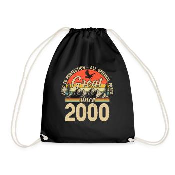 2000 Anniversary Born In 2000 Vintage Retro. Editio - Drawstring Bag - black - Front