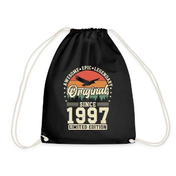 1997 Geburtstagsgeschenk 1997 Jahrgang 1997 Geschenk - Turnbeutel - Schwarz - Vorne