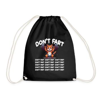 Lustige Katze Gym Don't Fart Weightlifting Furz - Turnbeutel - Schwarz - Vorne