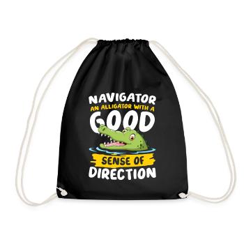 Navigator Alligator Good Sense Of Direction - Turnbeutel - Schwarz - Vorne