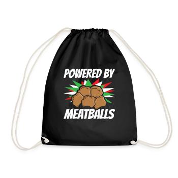 Powered By Meatballs Italian Cuisine Gift - Drawstring Bag - black - Front