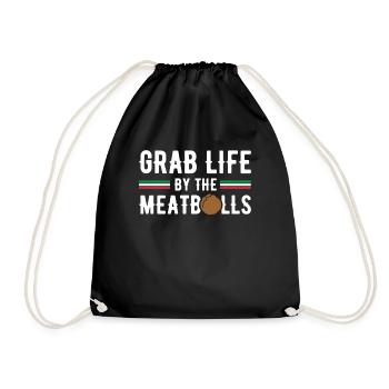 Grab Life Meatballs Italian Kitchen Gift - Drawstring Bag - black - Front