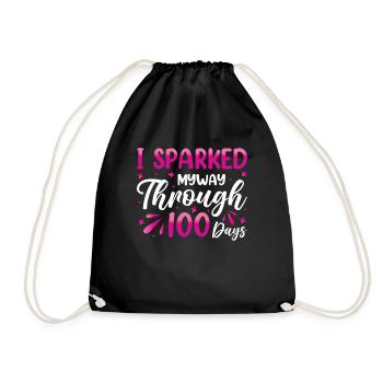 100 Days Of School Sparked My Way Through - Turnbeutel - Schwarz - Vorne